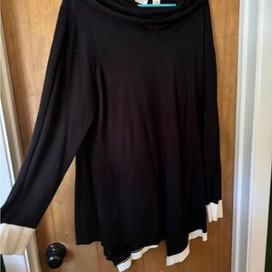 Cato Black Knit Black Top w/ White Trim